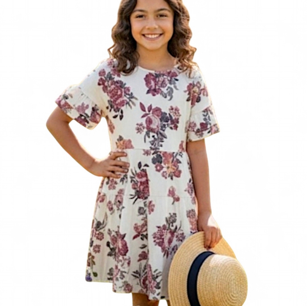 Joyfolie Mia Joy Emilia Cream Floral Dress Size Girls 7 NEW ☆‎